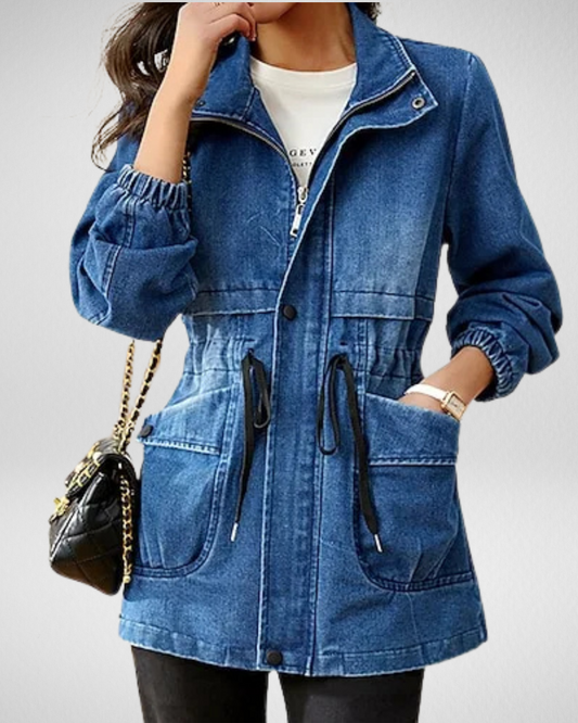 Women’s Denim Jacket – Relaxed Fit – Adjustable Waist – Utility Pockets