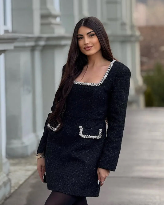 Juliette Pearl-Embellished Tweed Mini Dress