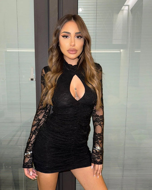 Selene Sheer Lace Mini Dress