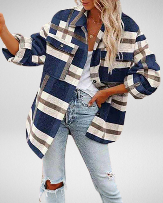 Women’s Oversized Plaid Jacket – Winter Statement Piece