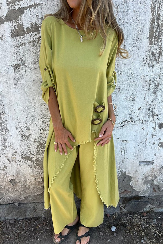 Women’s Boho Two-Piece Set - Linen Blend