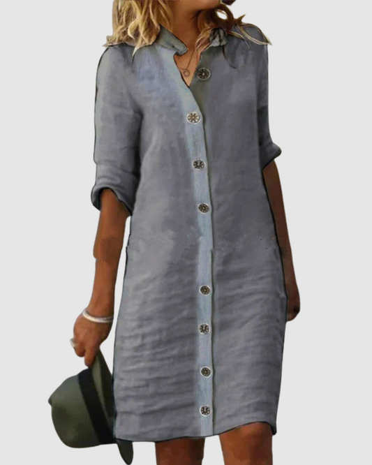 Women’s Button Front Dress – Lightweight Fit – Casual Summer Wear