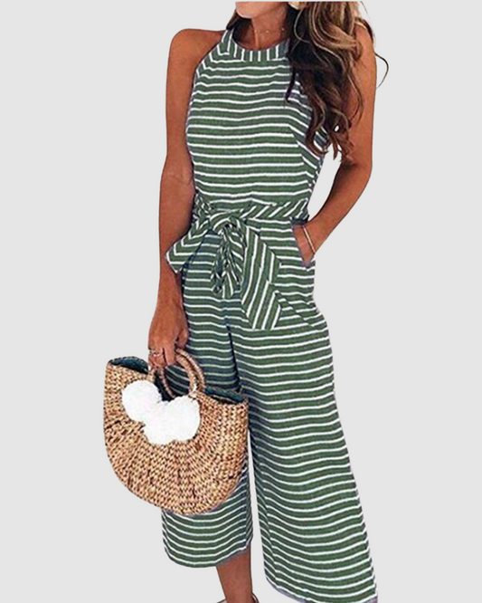 Women’s Jumpsuit – Striped Design – Casual Summer Wear