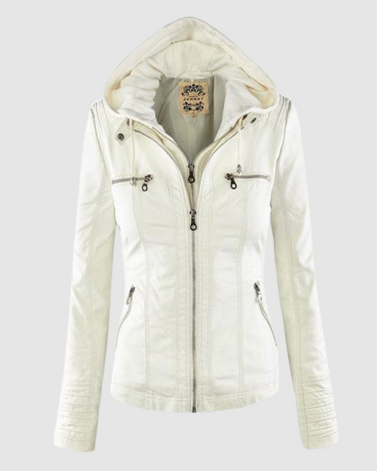 Women’s Jacket – PU Leather Look – Hooded Casual Style