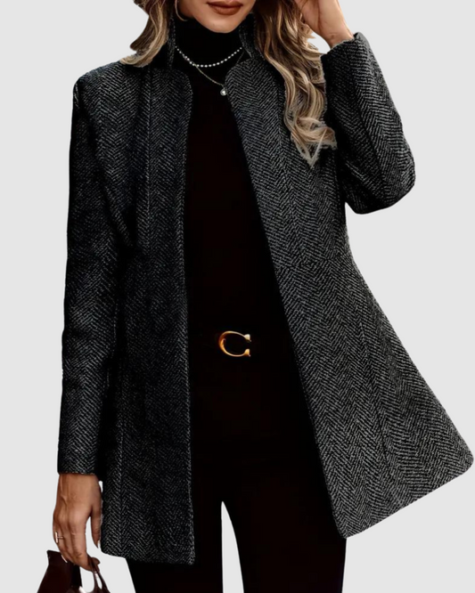 Women’s Coat – Herringbone Pattern – Elegant Winter Style