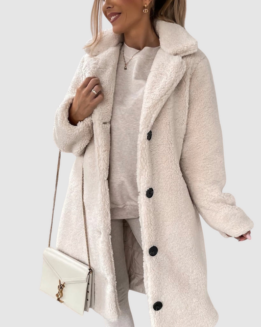 Women’s Coat – Teddy Texture – Long Warm Winter Style