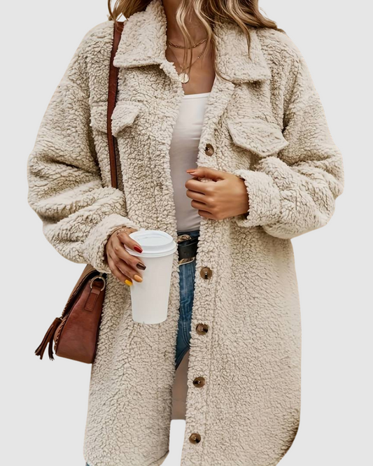 Women’s Coat – Teddy Texture – Long Warm Winter Style
