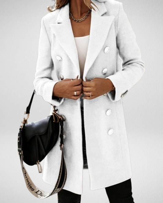 Women’s Wool Blend Coat – Double-Breasted – Tailored Fit