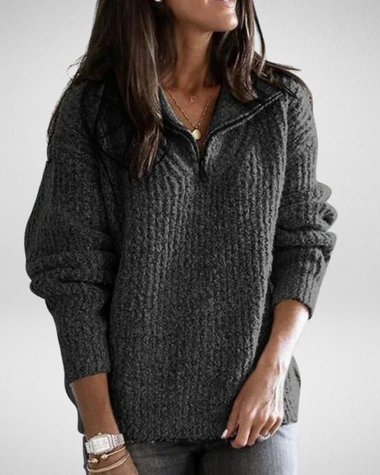 Women’s Knitted Half-Zip Pullover – Cozy & Casual